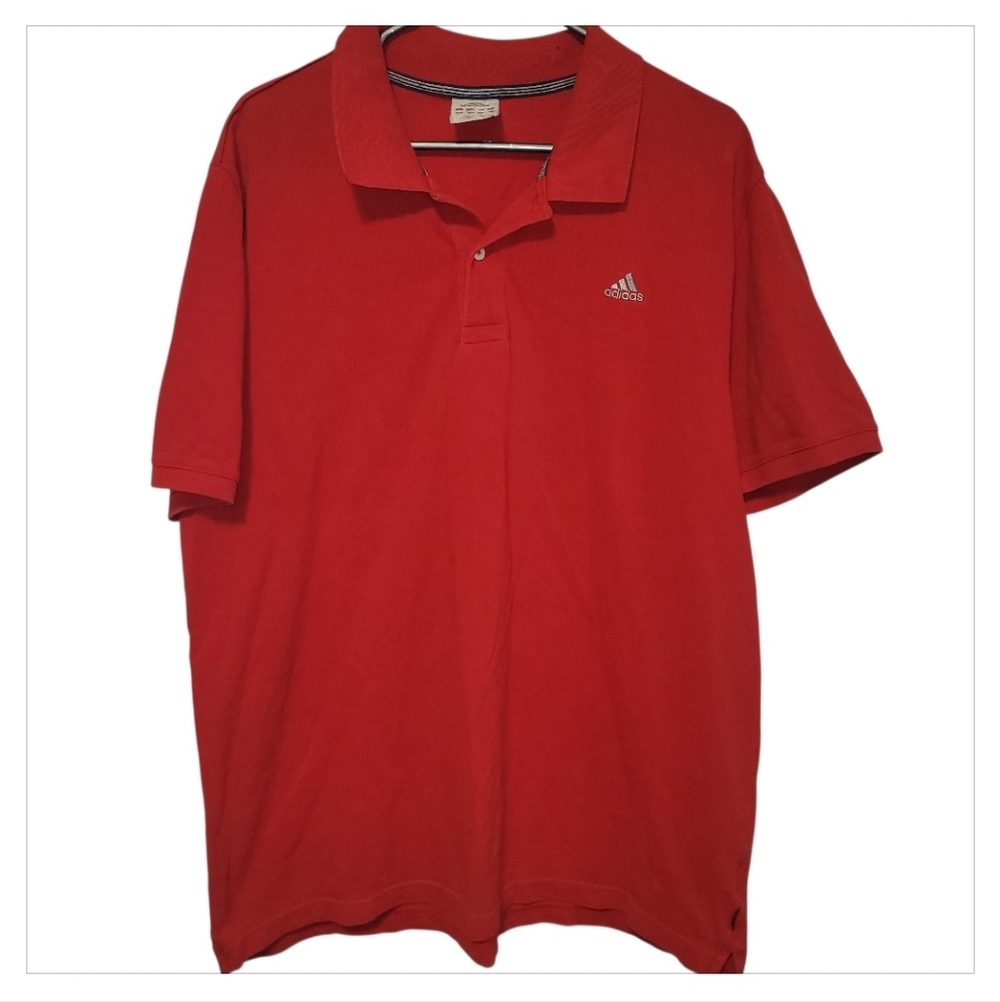 Adidas Red Polo Shirt Mens XL Short Sleeve Athletic Golf Casual Classic Logo